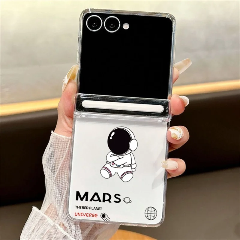 For Samsung Galaxy Z Flip8 Case Astronaut Pattern Magnetic Automatic Adsorption Hinge Clear PC Phone Cover - A122