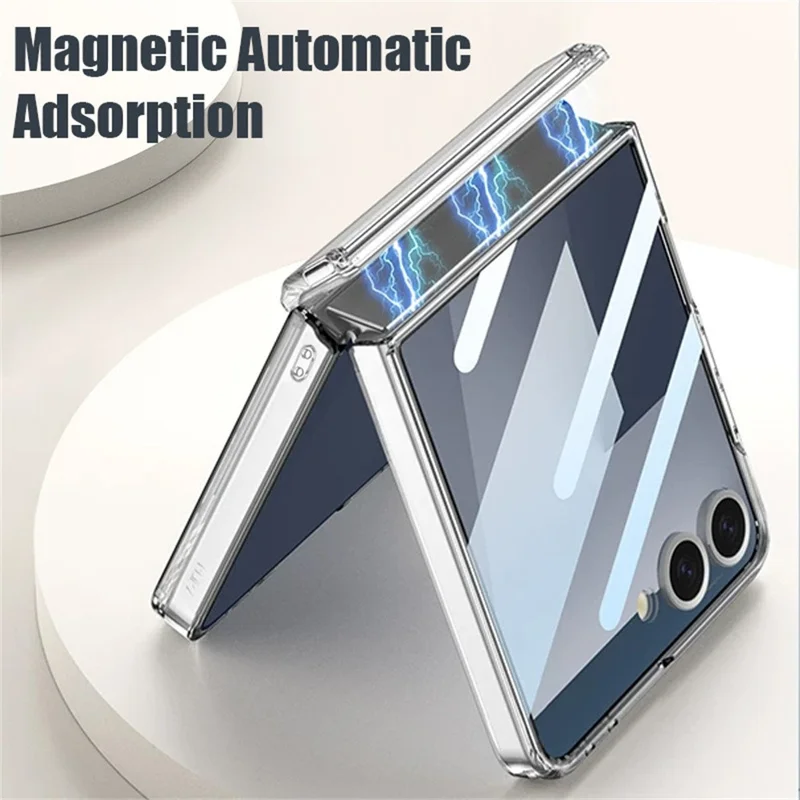 For Samsung Galaxy Z Flip8 Case Astronaut Pattern Magnetic Automatic Adsorption Hinge Clear PC Phone Cover - A122