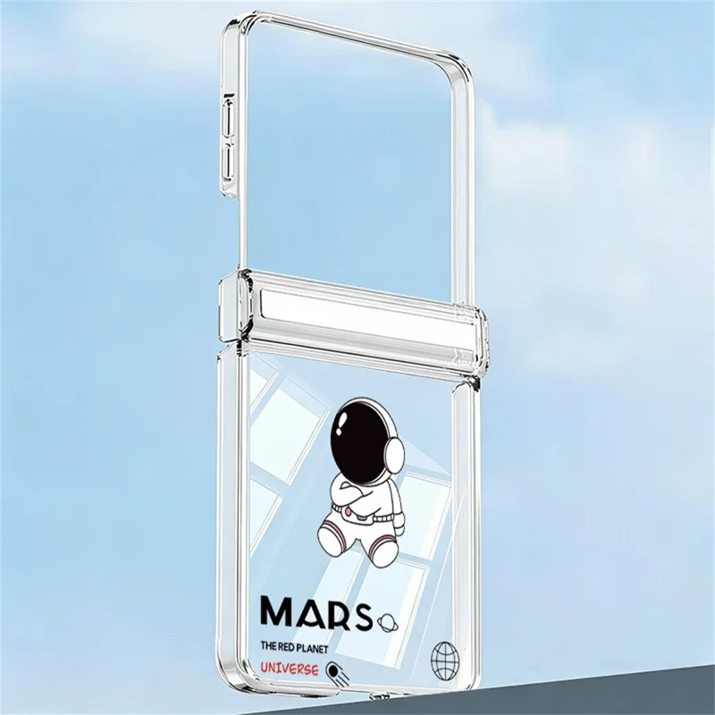 For Samsung Galaxy Z Flip8 Case Astronaut Pattern Magnetic Automatic Adsorption Hinge Clear PC Phone Cover - A122
