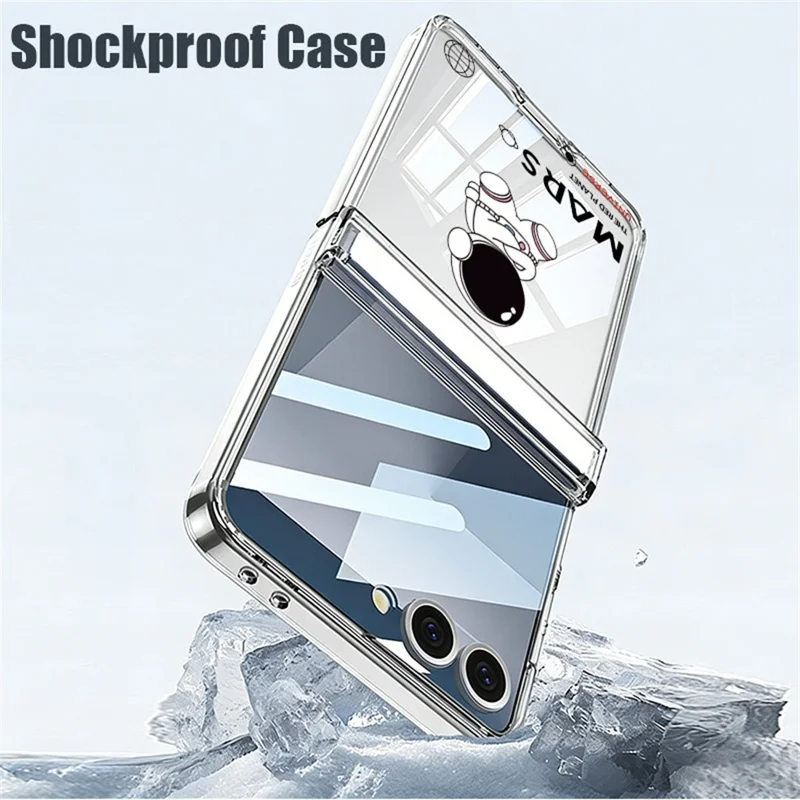 For Samsung Galaxy Z Flip8 Case Astronaut Pattern Magnetic Automatic Adsorption Hinge Clear PC Phone Cover - A122