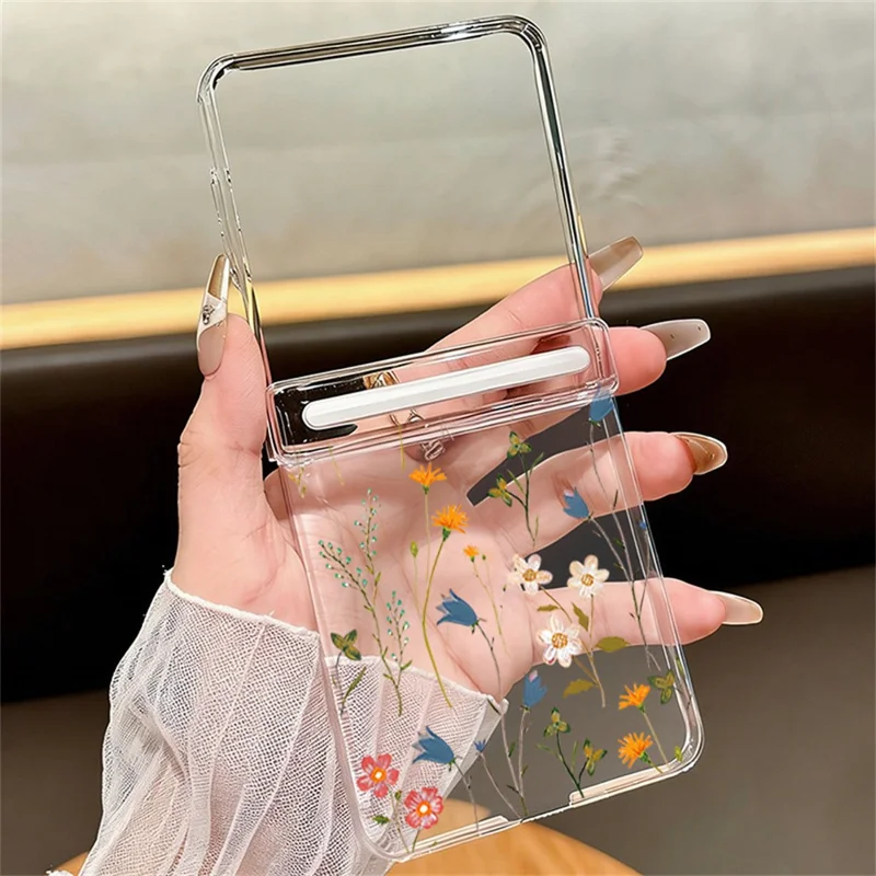 Coque pour Samsung Galaxy Z Flip8 avec motif floral, fermeture magnétique automatique, charnière anti-choc en PC - A108