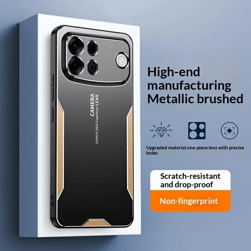 For Oppo A7 Pro Max 5G Phone Case Aluminium Alloy TPU PC Back Cover - Gold