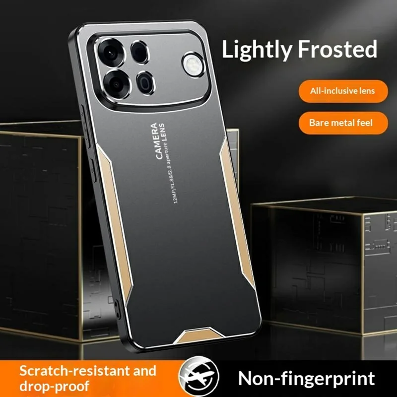 For Oppo A7 Pro Max 5G Phone Case Aluminium Alloy TPU PC Back Cover - Gold