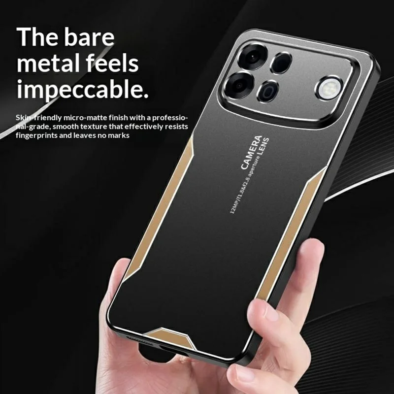 For Oppo A7 Pro Max 5G Phone Case Aluminium Alloy TPU PC Back Cover - Gold