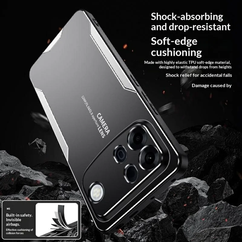 For Oppo A7 Pro Max 5G Phone Case Aluminium Alloy TPU PC Back Cover - Gold