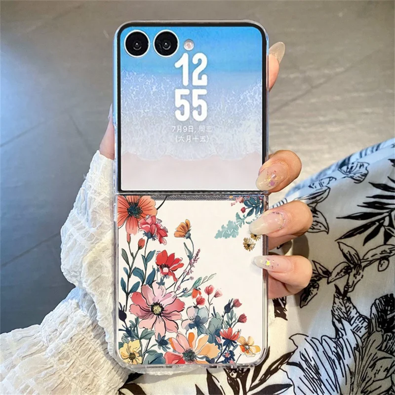 For Samsung Galaxy Z Flip8 Case Floral Pattern Printing PC Shockproof Slim Phone Cover - B997