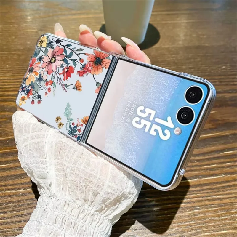 For Samsung Galaxy Z Flip8 Case Floral Pattern Printing PC Shockproof Slim Phone Cover - B997