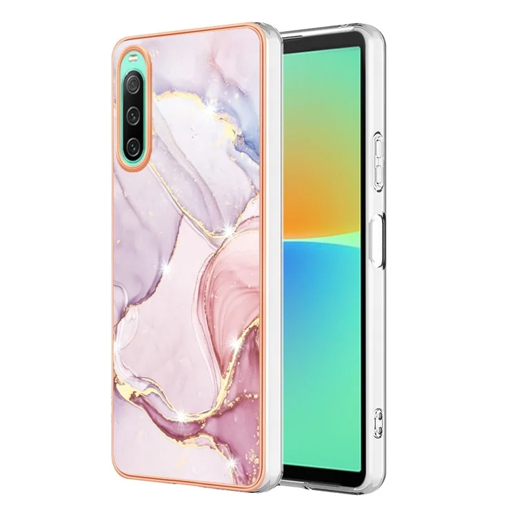 Für Sony Xperia 10 IV 5G YB IMD Serie-2 Marmormuster IMD Flexible TPU Handyhülle Elektroplattierter Rahmen Schutzhülle - Rose Gold 005