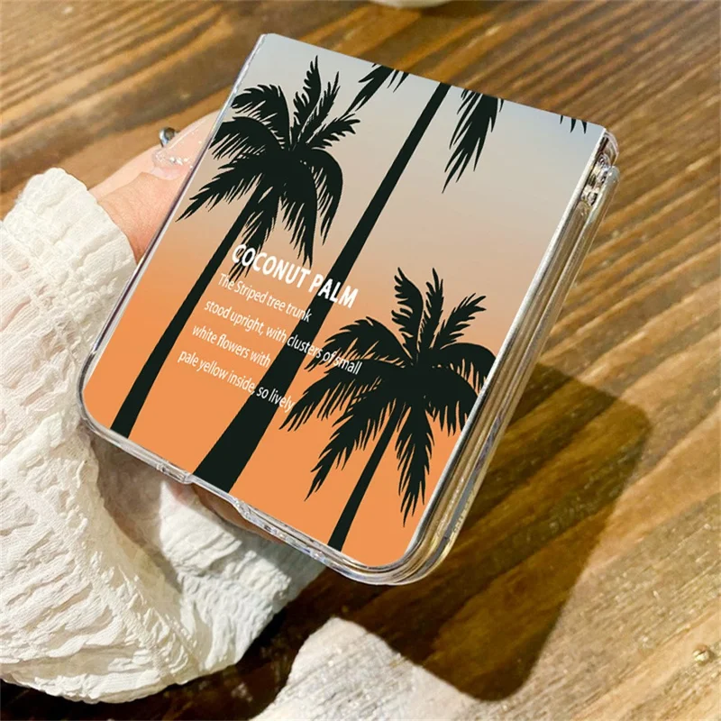 For Samsung Galaxy Z Flip8 Case Sunset Coconut Palm Pattern Shockproof PC Phone Cover - B629