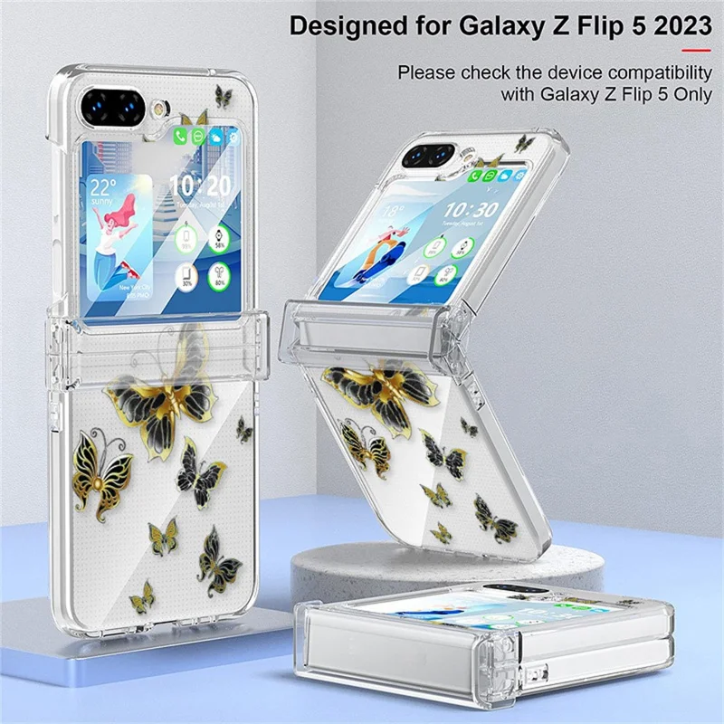 For Samsung Galaxy Z Flip8 Case Butterfly Pattern Hinge Protection Transparent PC Phone Cover - A211