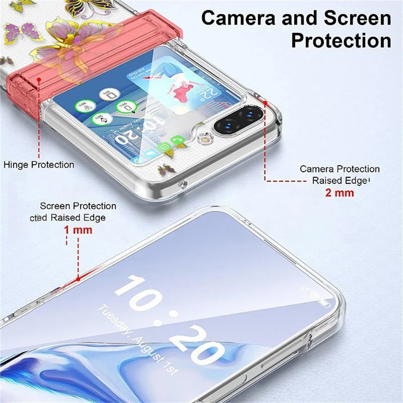For Samsung Galaxy Z Flip8 Case Butterfly Pattern Hinge Protection Transparent PC Phone Cover - A211