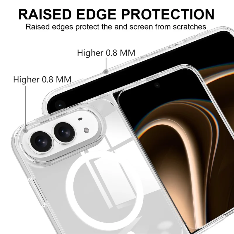 For iPhone Duo Clear Phone Magnetic Case TPU + Acrylic Back Cover - Clear