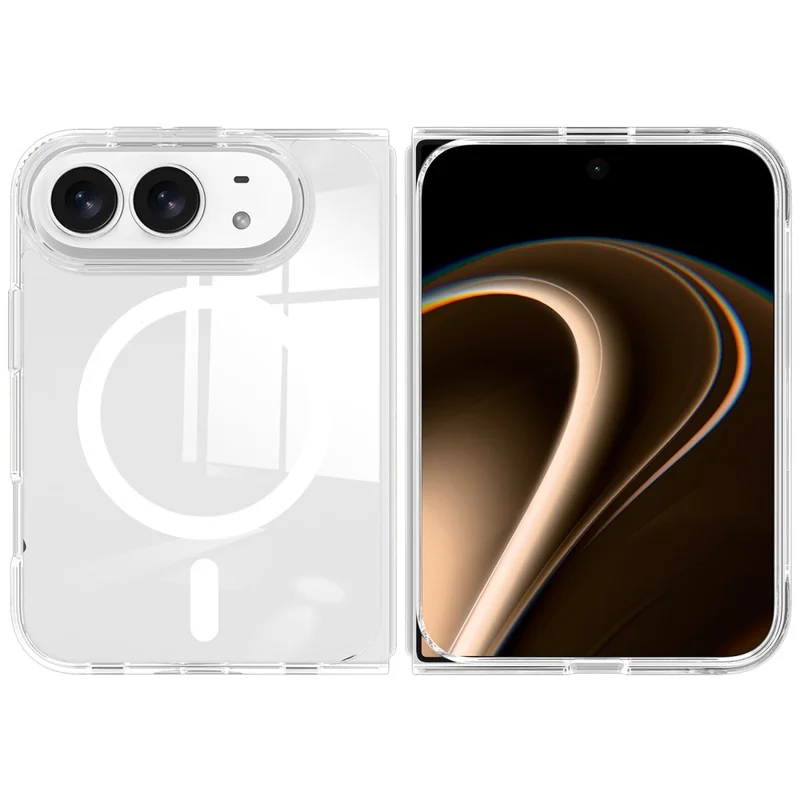For iPhone Duo Clear Phone Magnetic Case TPU + Acrylic Back Cover - Clear