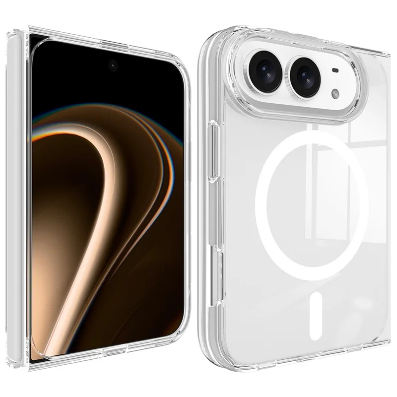 For iPhone Duo Clear Phone Magnetic Case TPU + Acrylic Back Cover - Clear