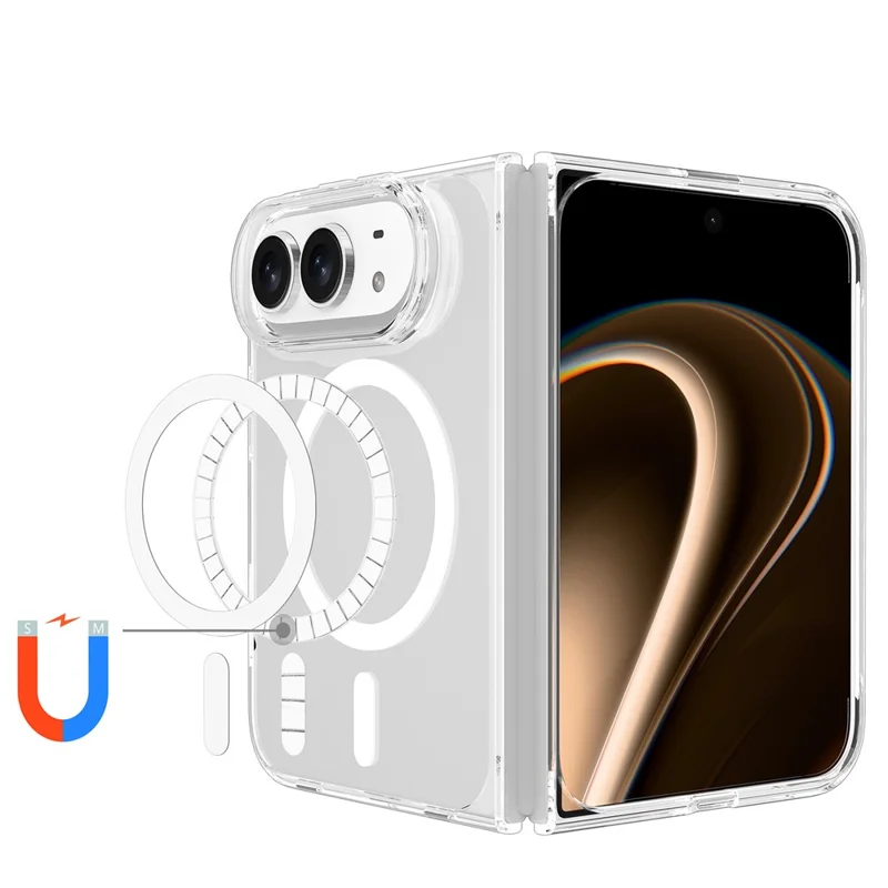 For iPhone Duo Clear Phone Magnetic Case TPU + Acrylic Back Cover - Clear