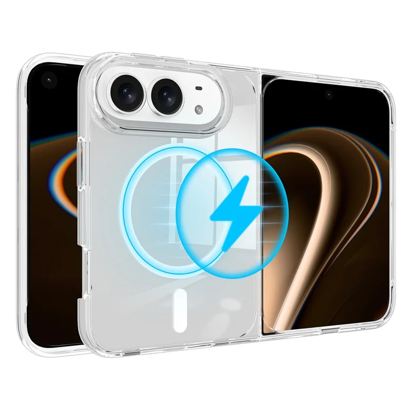 For iPhone Duo Clear Phone Magnetic Case TPU + Acrylic Back Cover - Clear