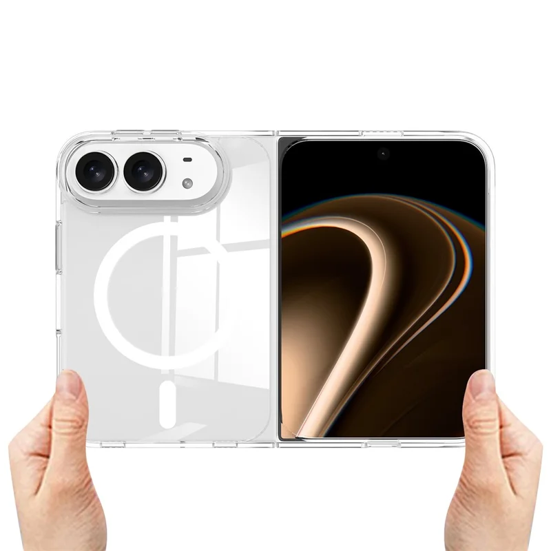 For iPhone Duo Clear Phone Magnetic Case TPU + Acrylic Back Cover - Clear