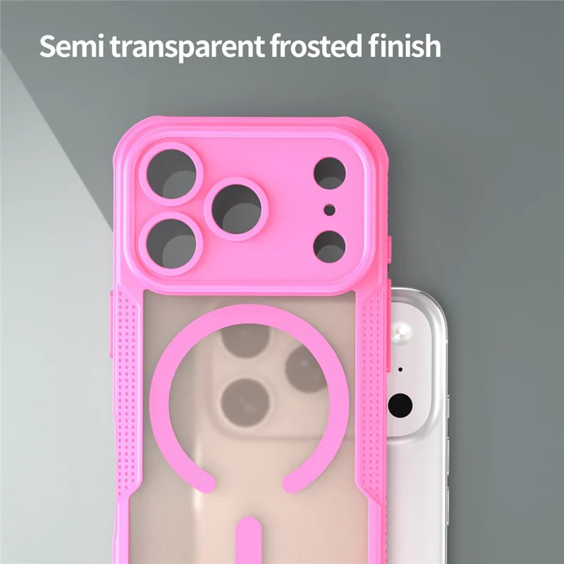 For iPhone 18 Pro Max  /  17 Pro Max Magnetisk Case TPU + PC Telefon Bagdæksel - Pink