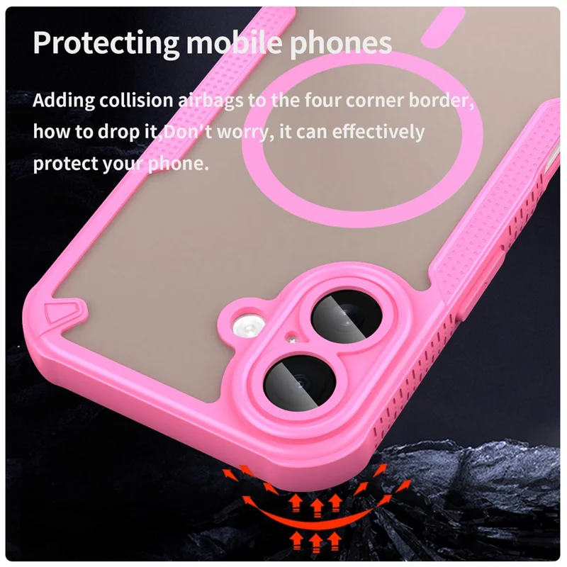 For iPhone 18 / 17 Magnetic Case TPU + PC Phone Back Cover - Pink - 3