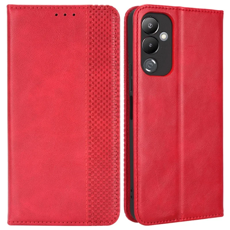 For TECNO Pova 4 4G LG7n Retro Texture Imprinted Pattern Stand Wallet Case PU Leather Magnetic Auto Closing Phone Cover - Red