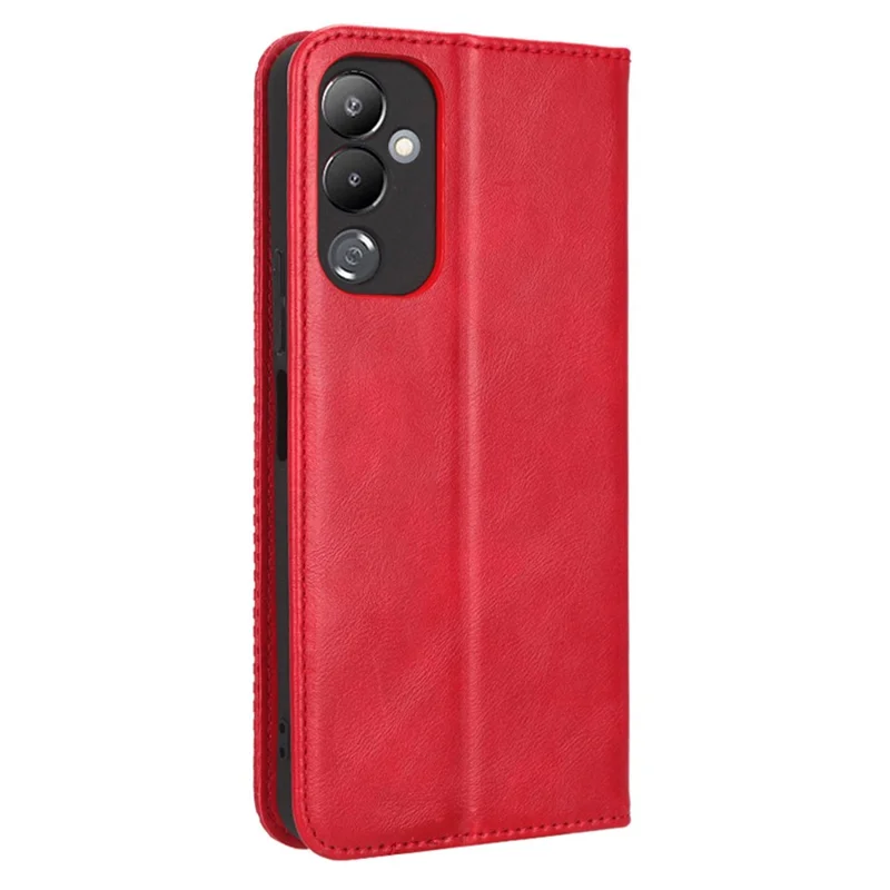 For TECNO Pova 4 4G LG7n Retro Texture Imprinted Pattern Stand Wallet Case PU Leather Magnetic Auto Closing Phone Cover - Red