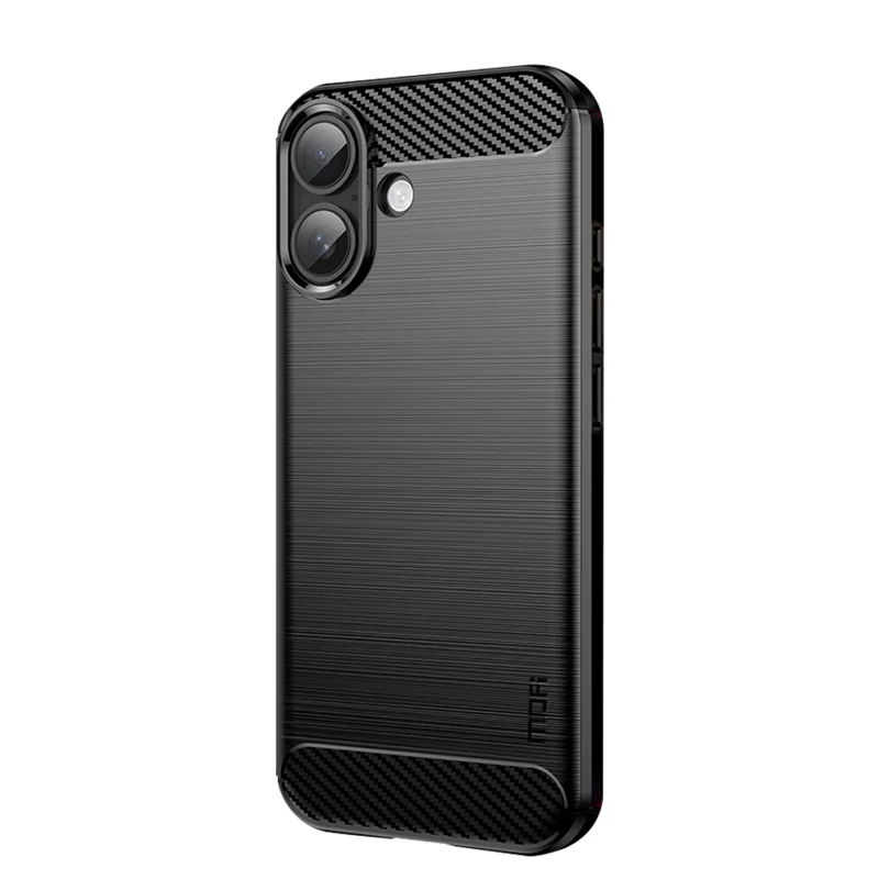 MOFI for iPhone 18 Back Cover Brushed Texture Carbon Fiber Soft TPU Case - Black - 1