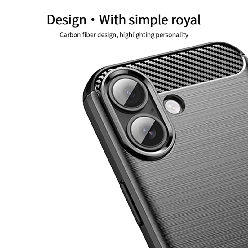 MOFI for iPhone 18 Back Cover Brushed Texture Carbon Fiber Soft TPU Case - Black - 2