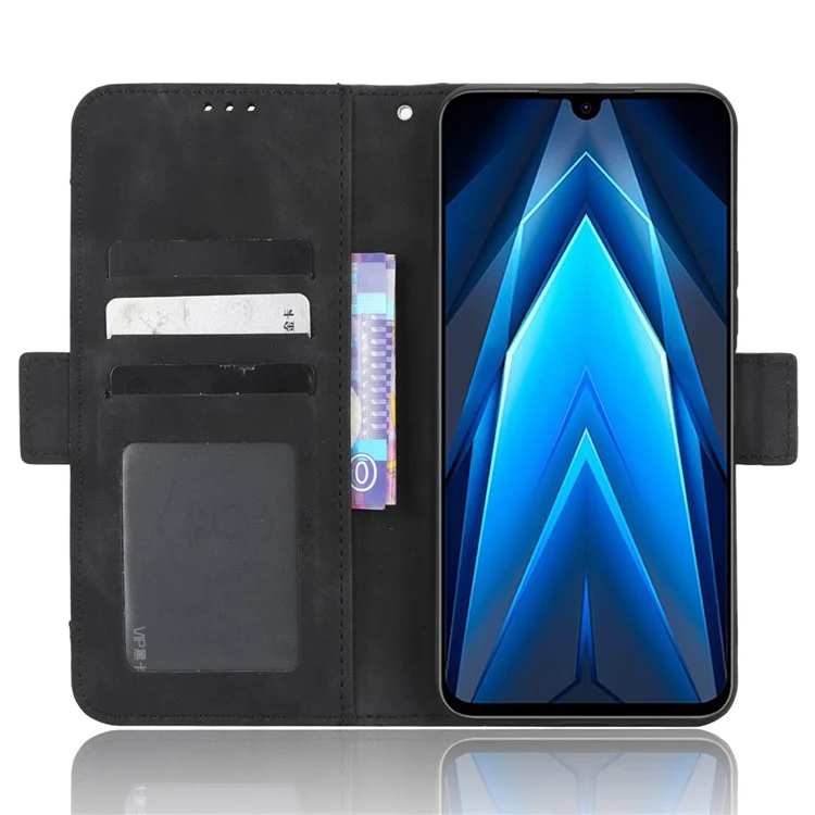 For TECNO Pova 4 Pro 4G LG8n PU Leather Wallet Protective Phone Case Multiple Card Slots Stand Magnetic Flip Cover - Black