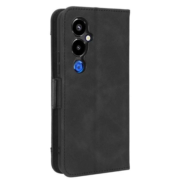 For TECNO Pova 4 Pro 4G LG8n PU Leather Wallet Protective Phone Case Multiple Card Slots Stand Magnetic Flip Cover - Black