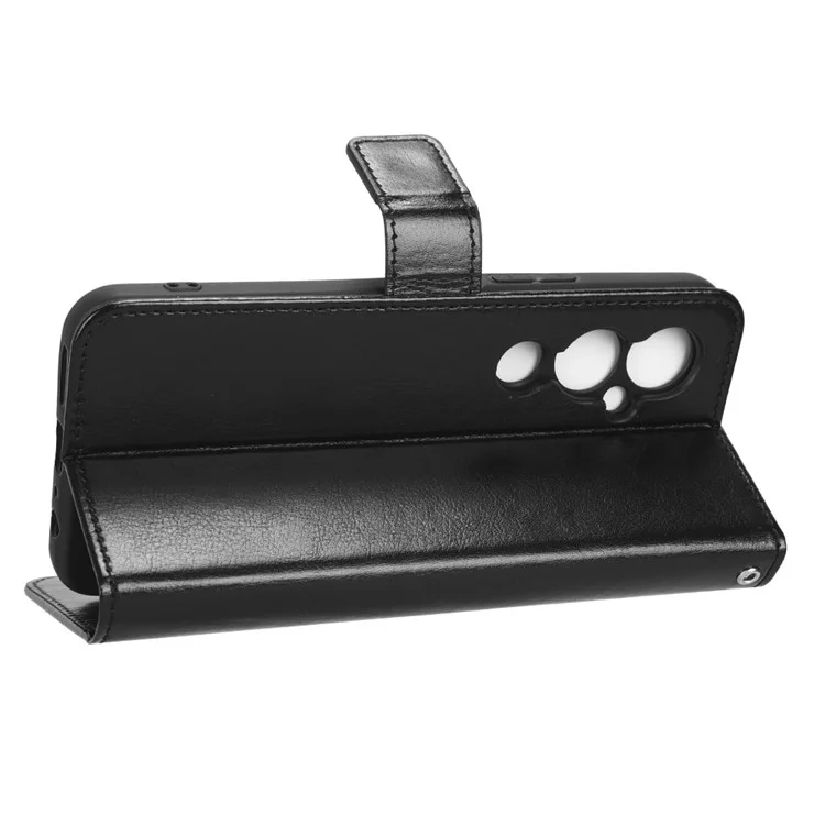 Para Tecno Pova 4 Pro 4G Lg8n Cray Horse Textura PU PU Catadela de Catura de Catura Magnética Função Função Funcional Tape Com Strap - Preto