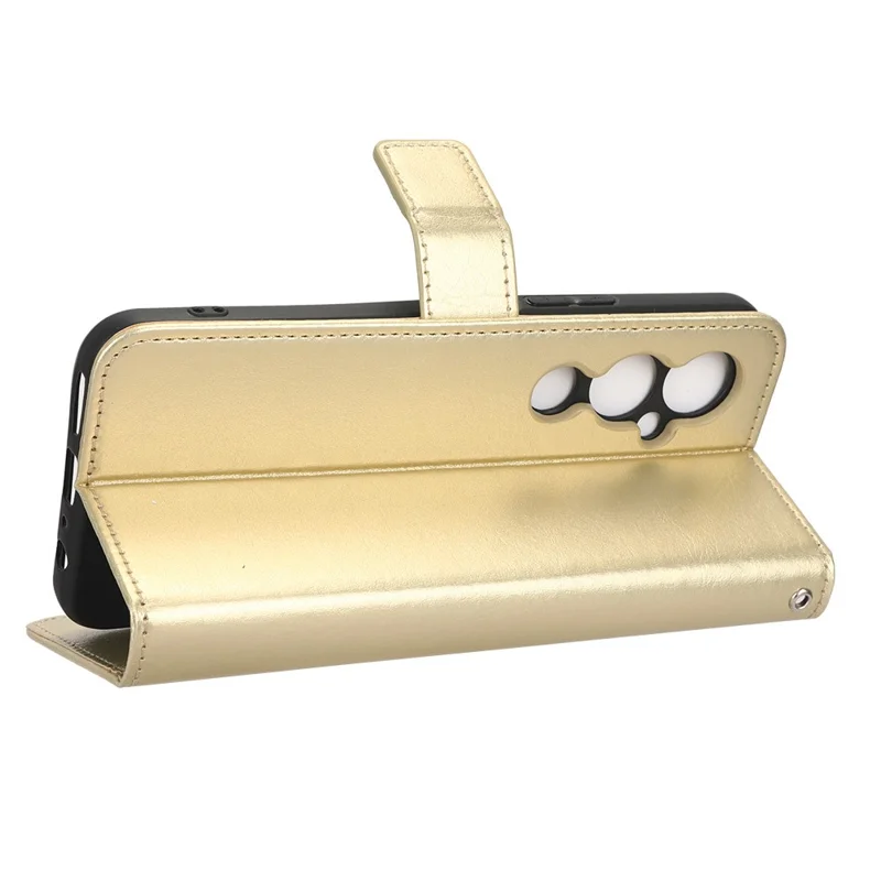 Funda tipo cartera de cuero PU con textura caballo salvaje para TECNO Pova 4 Pro 4G LG8n, con soporte, tipo folio, con correa - Dorado