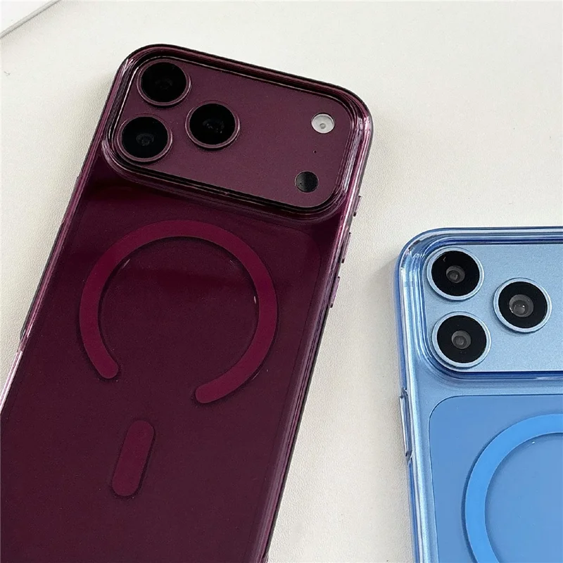 For iPhone 18 Pro Max / 17 Pro Max Case Compatible with MagSafe High Transparency 2.0mm PC Phone Cover with Metal Button Covers - Purple