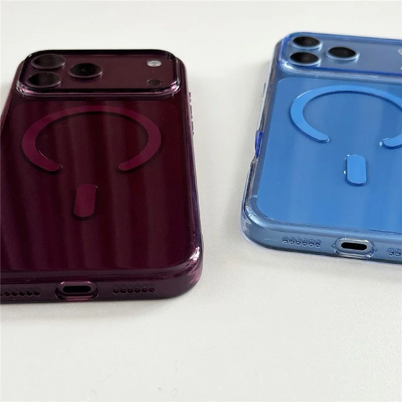 For iPhone 18 Pro Max / 17 Pro Max Case Compatible with MagSafe High Transparency 2.0mm PC Phone Cover with Metal Button Covers - Purple