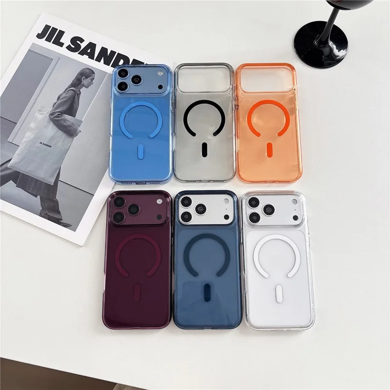 For iPhone 18 Pro / 17 Pro Magnetic Case 2.0mm PC High Transparent Phone Cover with Metal Buttons - White