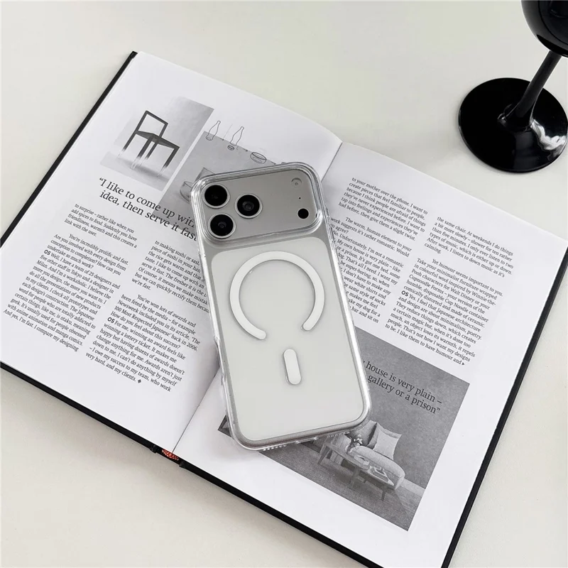For iPhone 18 Pro / 17 Pro Magnetic Case 2.0mm PC High Transparent Phone Cover with Metal Buttons - White