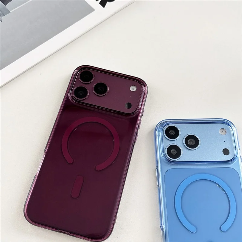 For iPhone 18 Pro / 17 Pro Magnetic Case 2.0mm PC High Transparent Phone Cover with Metal Buttons - White