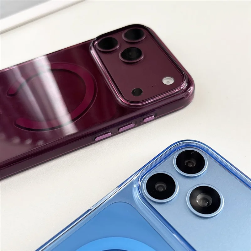 For iPhone 18 Pro / 17 Pro Magnetic Case 2.0mm PC High Transparent Phone Cover with Metal Buttons - White