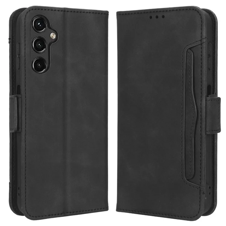 For Samsung Galaxy A14 5G / A14 4G PU Leather Wallet Shockproof Case Multiple Card Slots Stand Magnetic Full Body Protective Phone Cover - Black