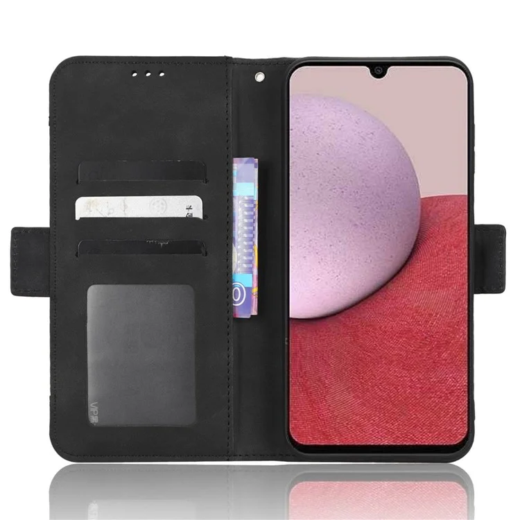 For Samsung Galaxy A14 5G / A14 4G PU Leather Wallet Shockproof Case Multiple Card Slots Stand Magnetic Full Body Protective Phone Cover - Black