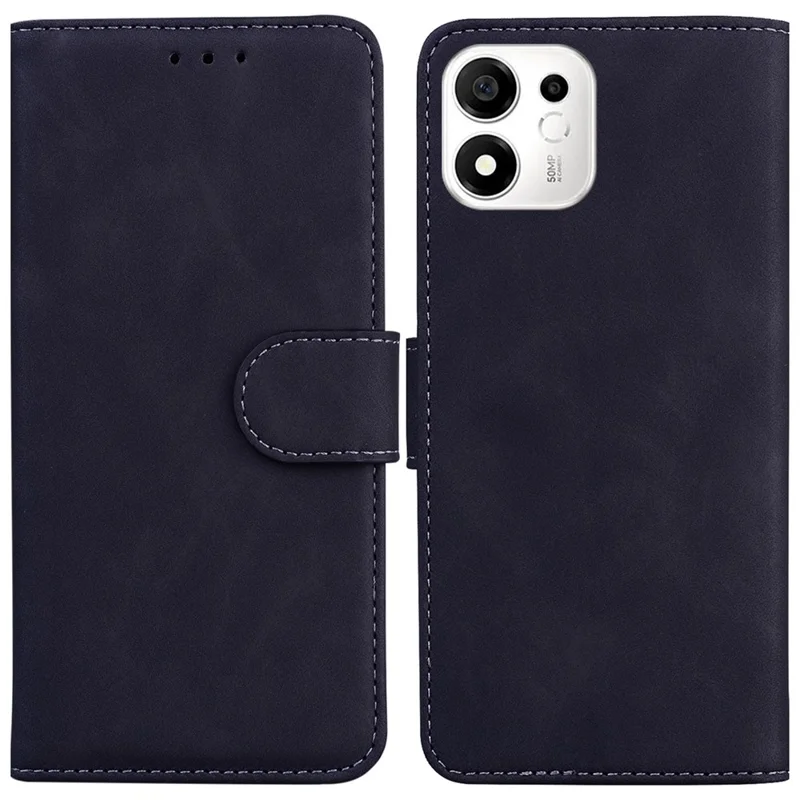 For Honor 600 Smart 5G  /  X7e Plus 5G Case Solid Color Leather Wallet Phone Cover - Black