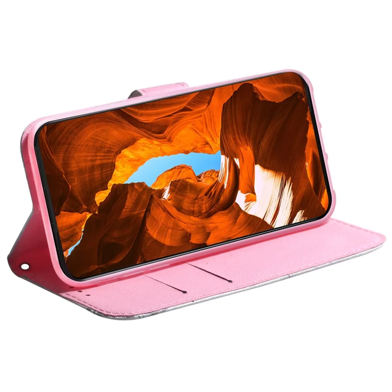 For Honor 600 Smart 5G  /  X7e Plus 5G Wallet Case Pattern Print Leather Phone Cover - Pink Flower