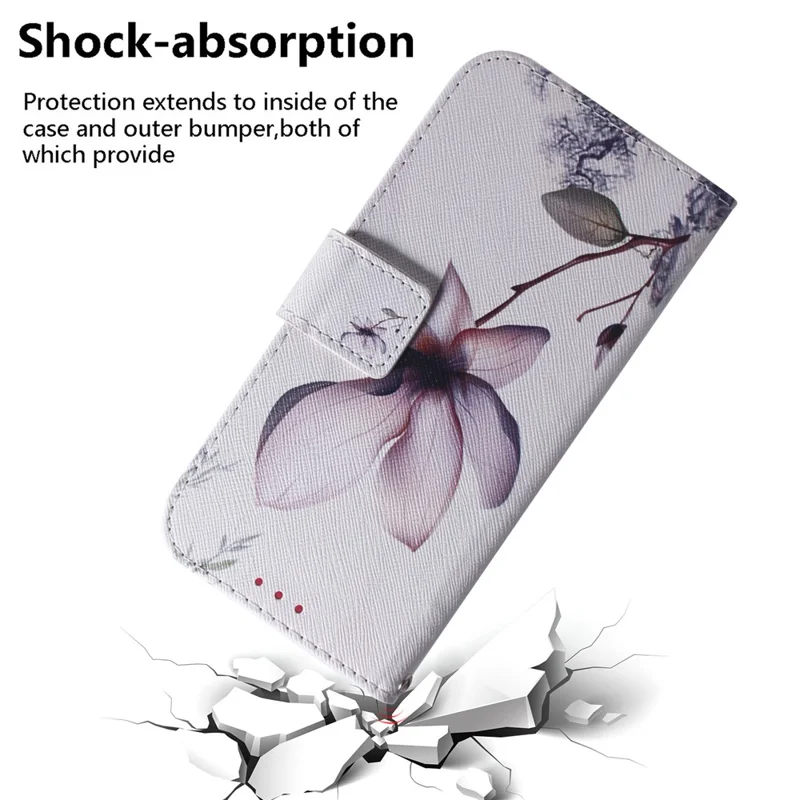 For Honor 600 Smart 5G  /  X7e Plus 5G Wallet Case Pattern Print Leather Phone Cover - Pink Flower