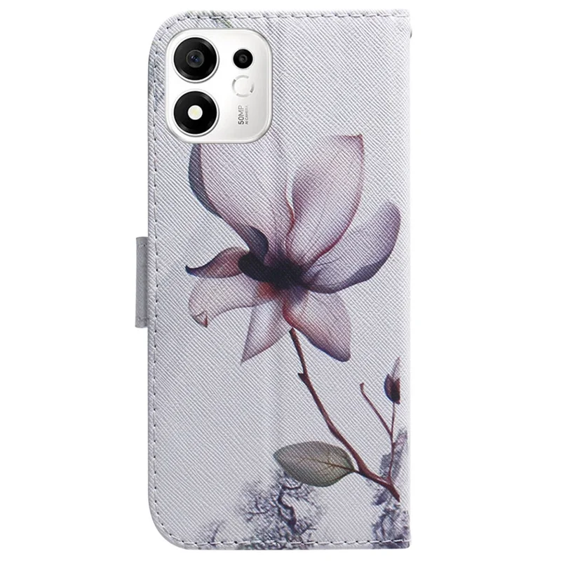 For Honor 600 Smart 5G  /  X7e Plus 5G Wallet Case Pattern Print Leather Phone Cover - Pink Flower