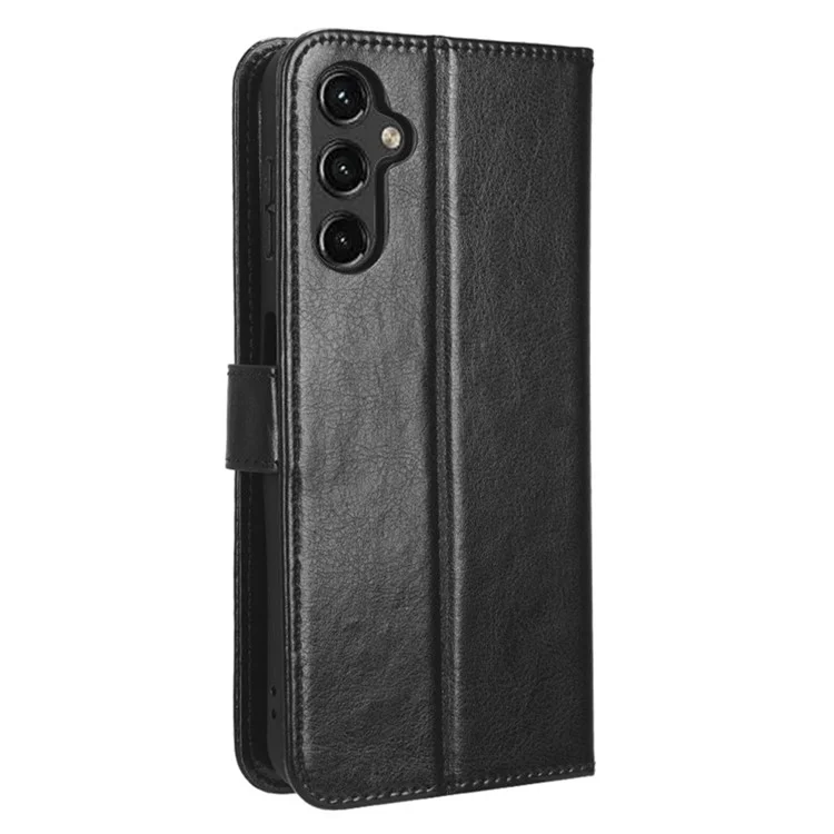 Pour Samsung Galaxy A14 5G Crazy Horse Texture pu Leather Flip Cover Portefeuille Support Cadre de Téléphone Protecteur Avec Sangle - le Noir