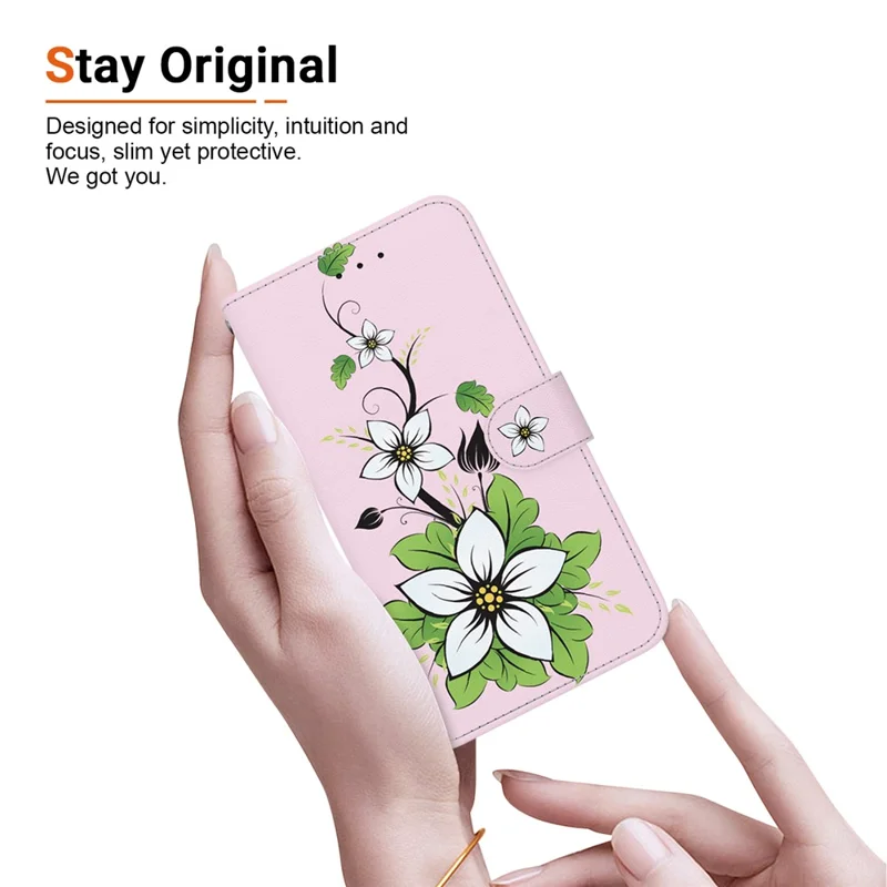 For Honor 600 Smart 5G  /  X7e Plus 5G Wallet Phone Case Anti-Drop Pattern Printing Leather Flip Cover with Strap - Lily