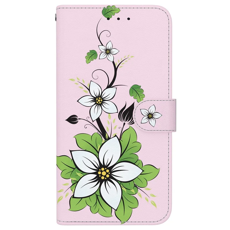 For Honor 600 Smart 5G  /  X7e Plus 5G Wallet Phone Case Anti-Drop Pattern Printing Leather Flip Cover with Strap - Lily