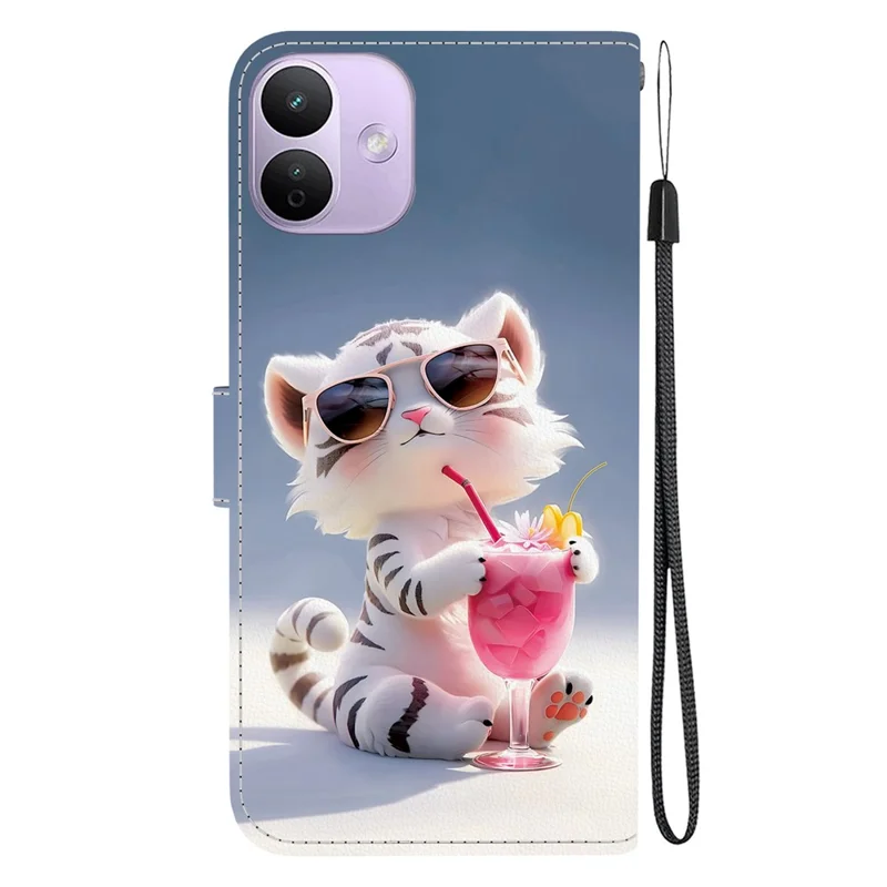 For Xiaomi Redmi Note 17 Pro 5G Case Pattern Printing Leather Flip Wallet Phone Cover with Lanyard - Cartoon Tiger