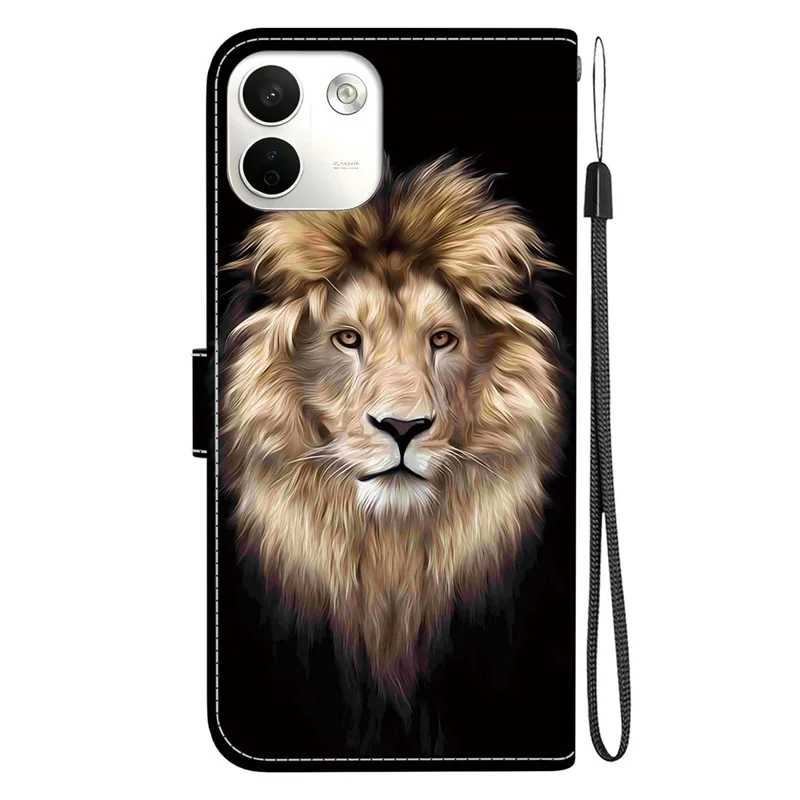 For Xiaomi Redmi Note 17 Pro Max 5G Case Pattern Printing Leather Flip Wallet Phone Cover with Lanyard - Lion Head