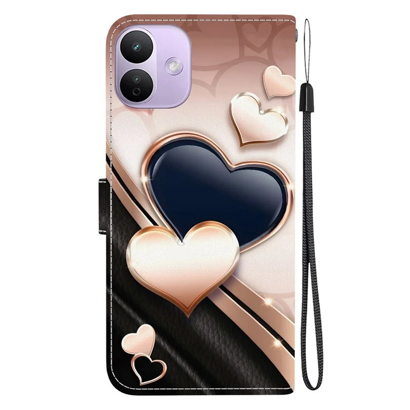 For Xiaomi Redmi Note 17 Pro 5G Leather Case Stand Wallet Pattern Printing Phone Cover with Wrist Strap - Love