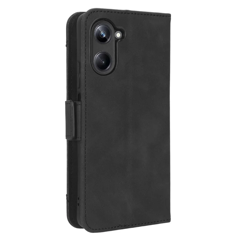 For Realme 10 4G PU Leather Wallet Phone Case Multiple Card Slots Stand Book Style Magnetic Closure Folio Cover - Black